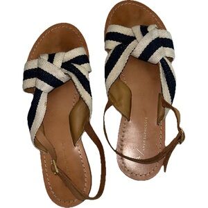 Anthropologie Women’s Sandals Size 9M Sailor Back Sling Leather Flat Shoes
